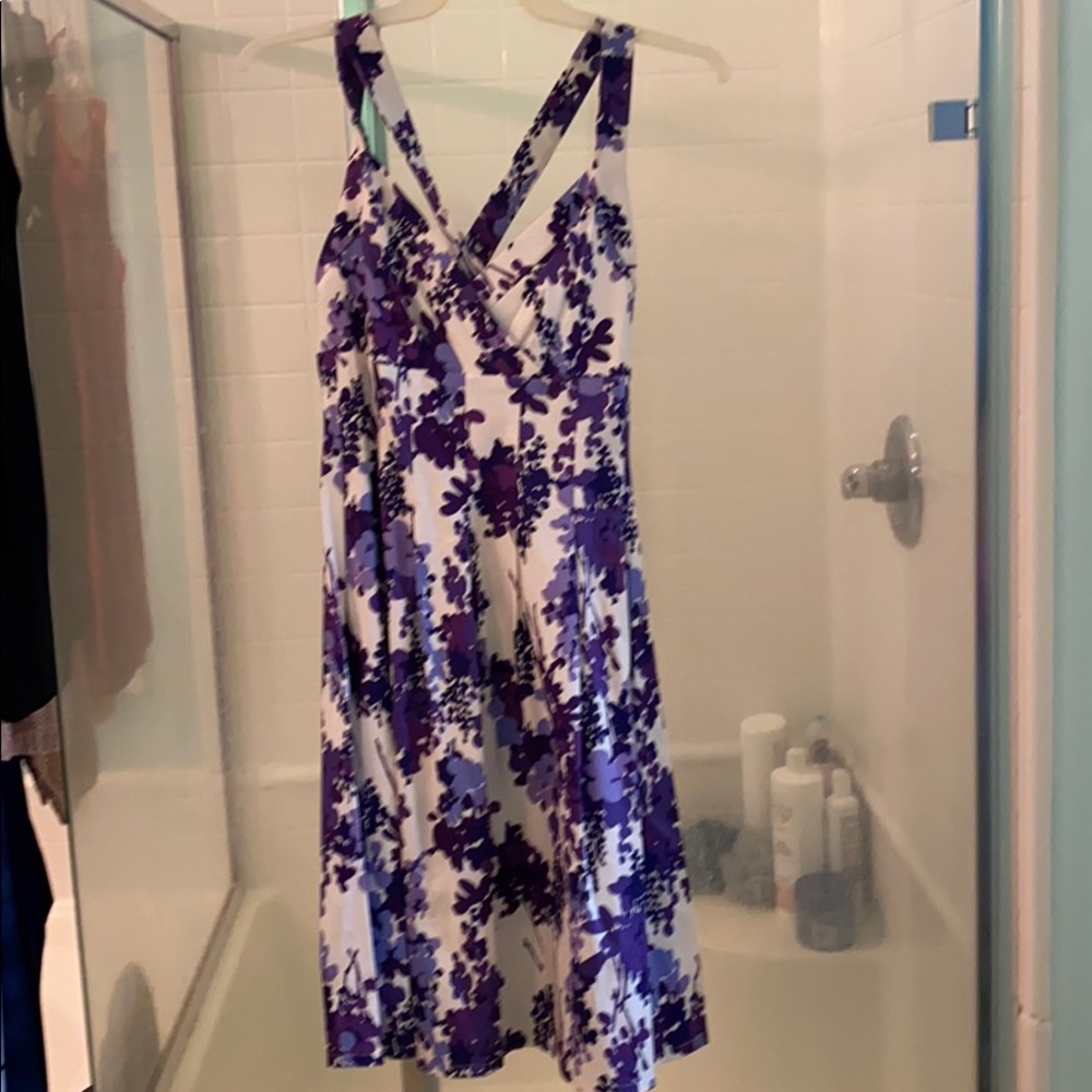 Dress Barn purple/ white spring  fit & flare dress